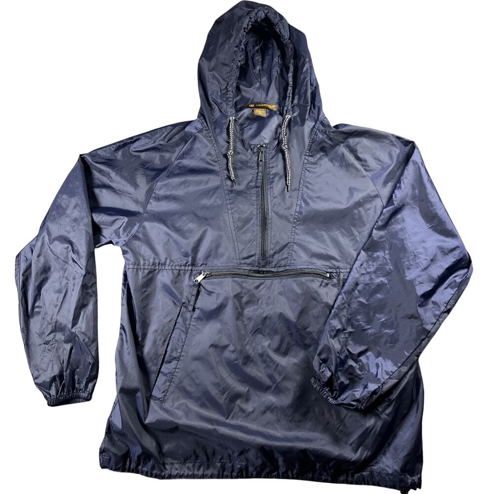 Harriton Anorak Jacket Men’s Med Blue 1/4 Zip Vintage Lightweight Windbreaker